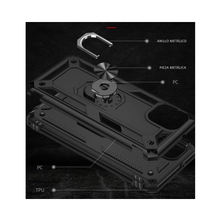 Funda Tough Armor con Anillo Giratorio Negra para Samsung Galaxy A03