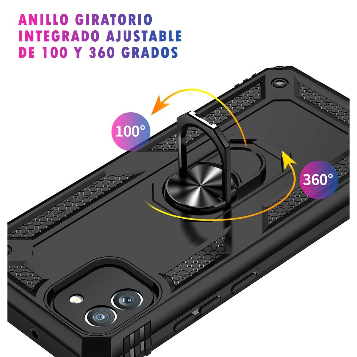 Funda Tough Armor con Anillo Giratorio Negra para Samsung Galaxy A03