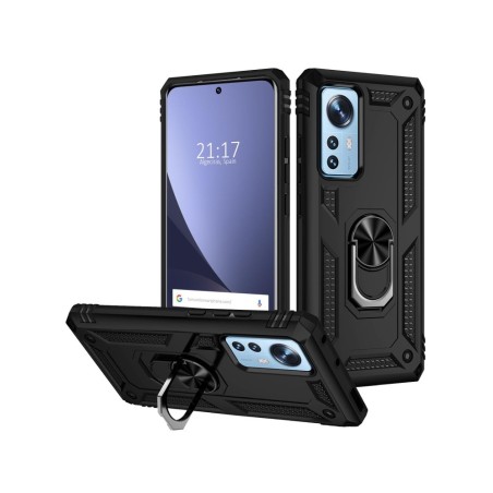 Funda Tough Armor con Anillo Giratorio Negra para Xiaomi 12 / 12X 5G