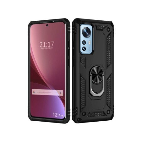 Funda Tough Armor con Anillo Giratorio Negra para Xiaomi 12 Pro 5G