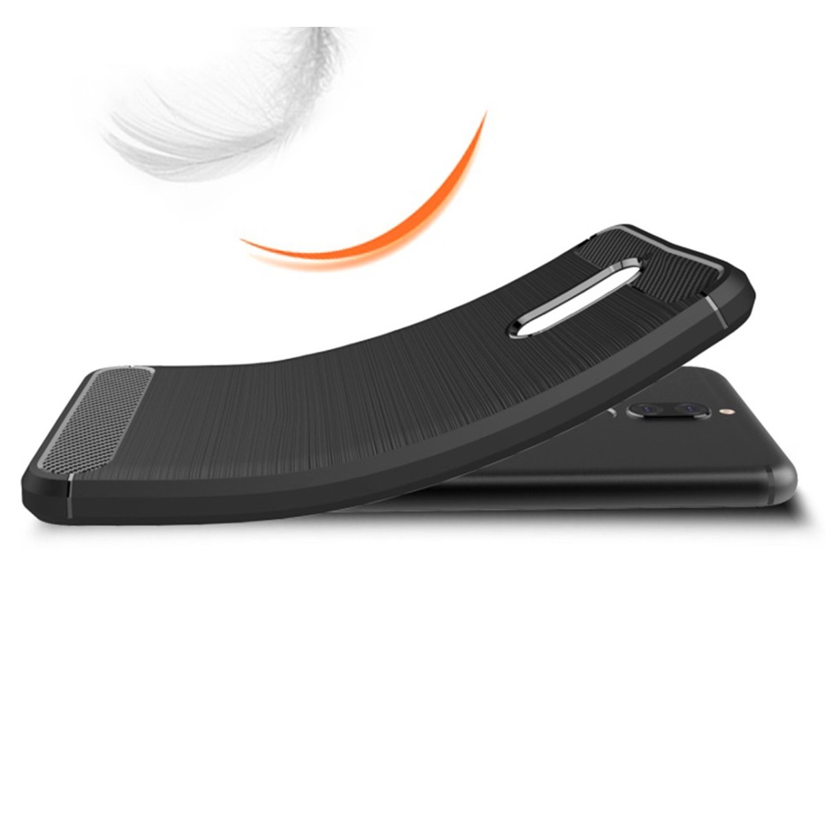 Funda Gel Tpu Tipo Carbon Negra para Huawei Mate 10 Lite