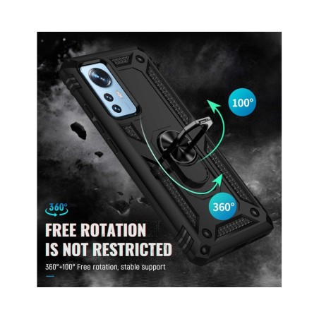 Funda Tough Armor con Anillo Giratorio Negra para Xiaomi 12 Pro 5G