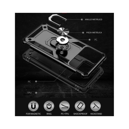 Funda Tough Armor con Anillo Giratorio Negra para Xiaomi POCO X4 Pro 5G