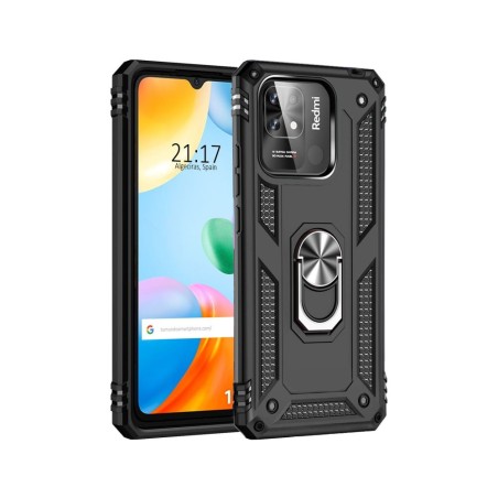 Funda Tough Armor con Anillo Giratorio Negra para Xiaomi Redmi 10C