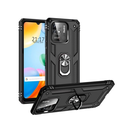Funda Tough Armor con Anillo Giratorio Negra para Xiaomi Redmi 10C