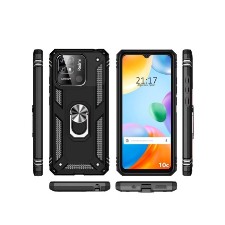Funda Tough Armor con Anillo Giratorio Negra para Xiaomi Redmi 10C