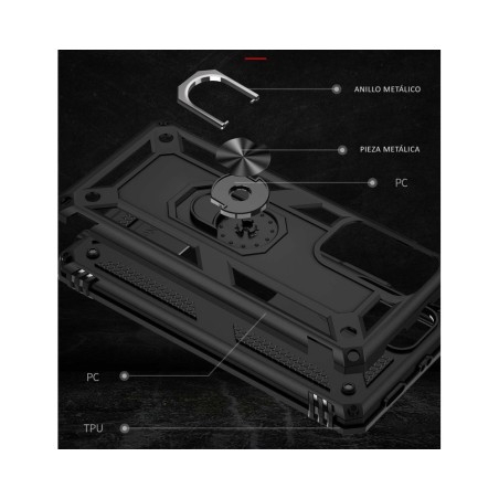 Funda Tough Armor con Anillo Giratorio Negra para Xiaomi Redmi Note 11 / 11s