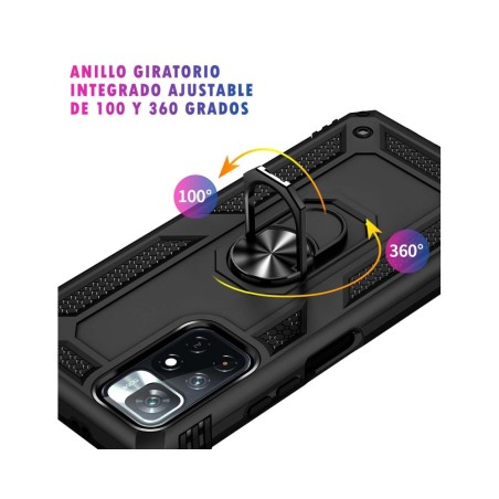 Funda Tough Armor con Anillo Giratorio Negra para Xiaomi Redmi Note 11 / 11s