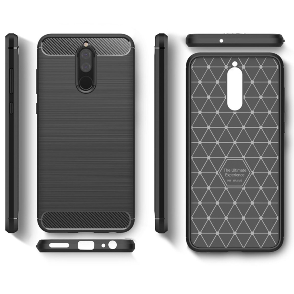 Funda Gel Tpu Tipo Carbon Negra para Huawei Mate 10 Lite