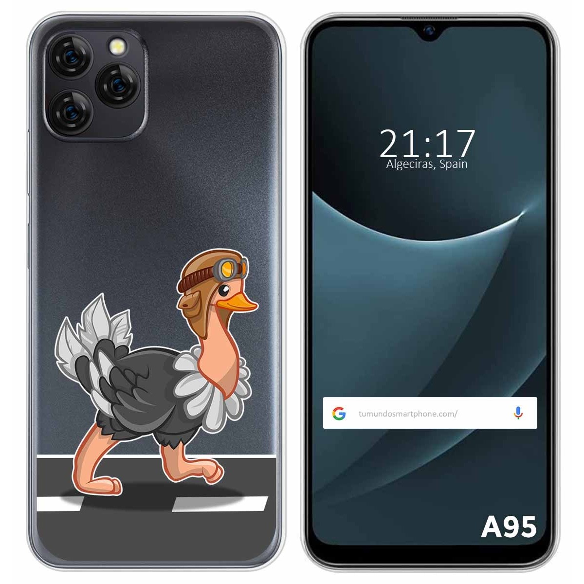 Funda Silicona Transparente para Blackview A95 diseño Avestruz Dibujos