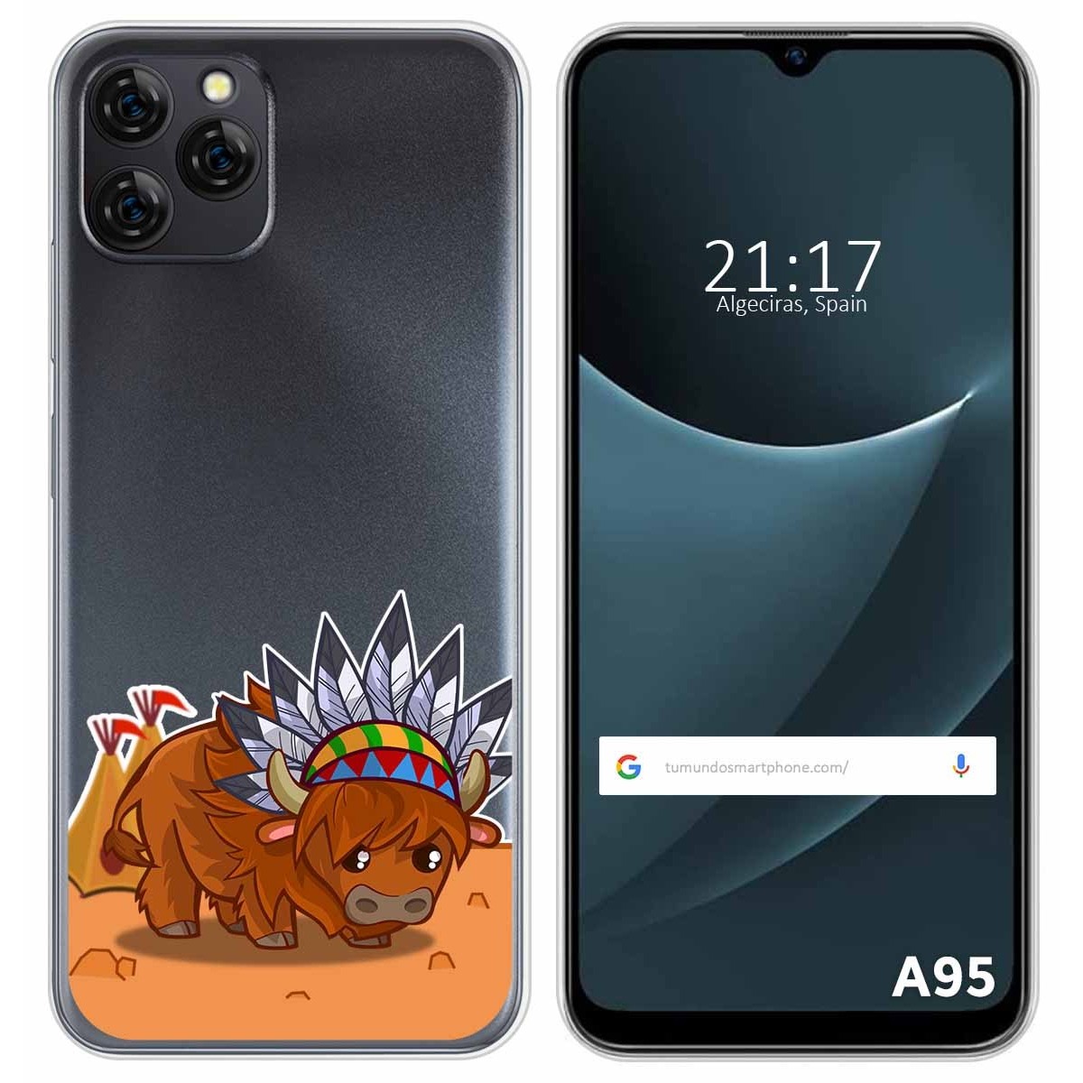 Funda Silicona Transparente para Blackview A95 diseño Bufalo Dibujos