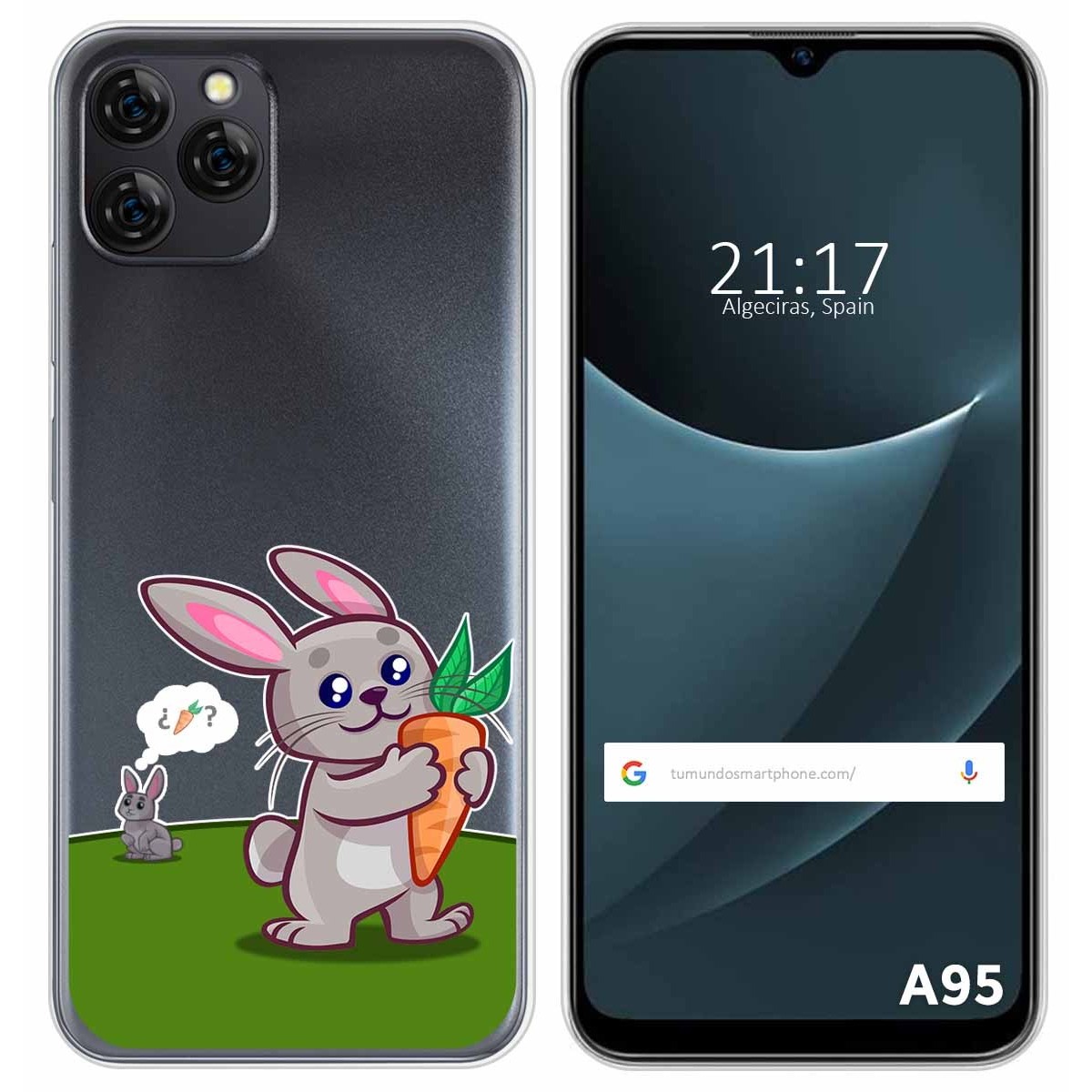 Funda Silicona Transparente para Blackview A95 diseño Conejo Dibujos