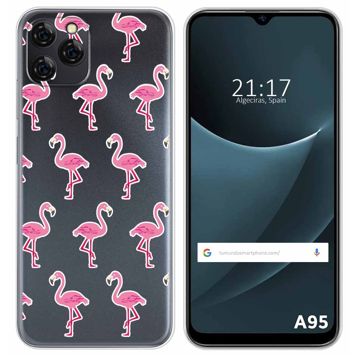 Funda Silicona Transparente para Blackview A95 diseño Flamenco Dibujos