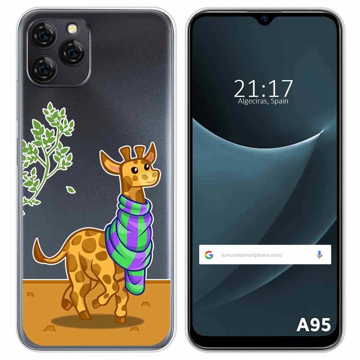 Funda Silicona Transparente para Blackview A95 diseño Jirafa Dibujos