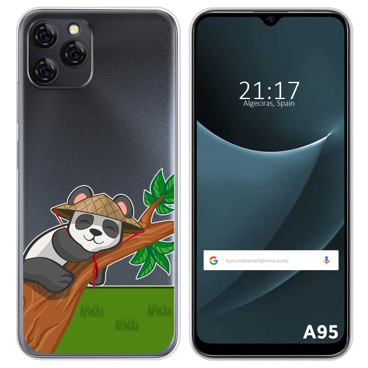 Funda Silicona Transparente para Blackview A95 diseño Panda Dibujos
