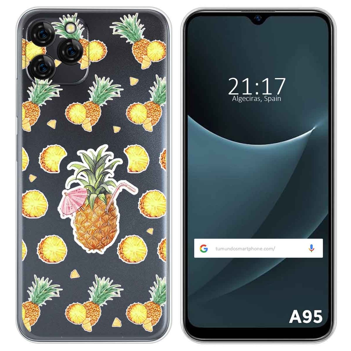 Funda Silicona Transparente para Blackview A95 diseño Piña Dibujos