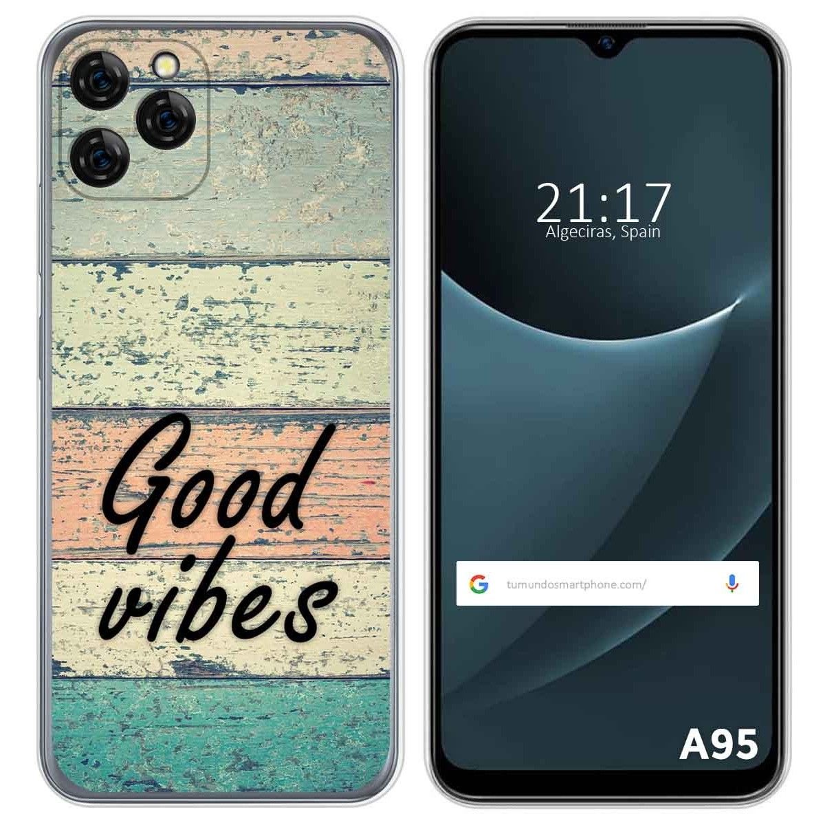 Funda Silicona para Blackview A95 diseño Madera 01 Dibujos
