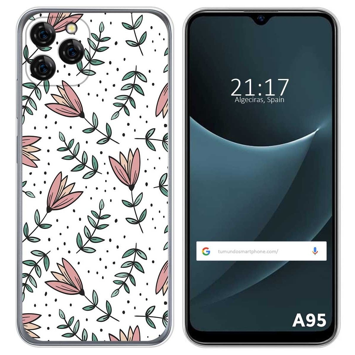 Funda Silicona Transparente para Blackview A95 diseño Flores 01 Dibujos