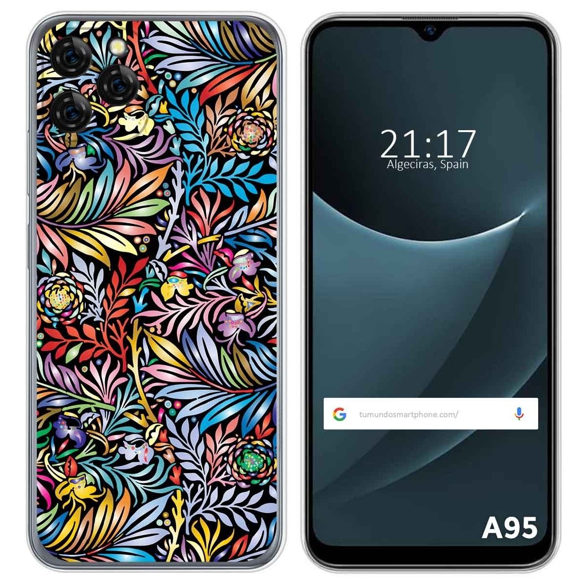 Funda Silicona Transparente para Blackview A95 diseño Flores 04 Dibujos