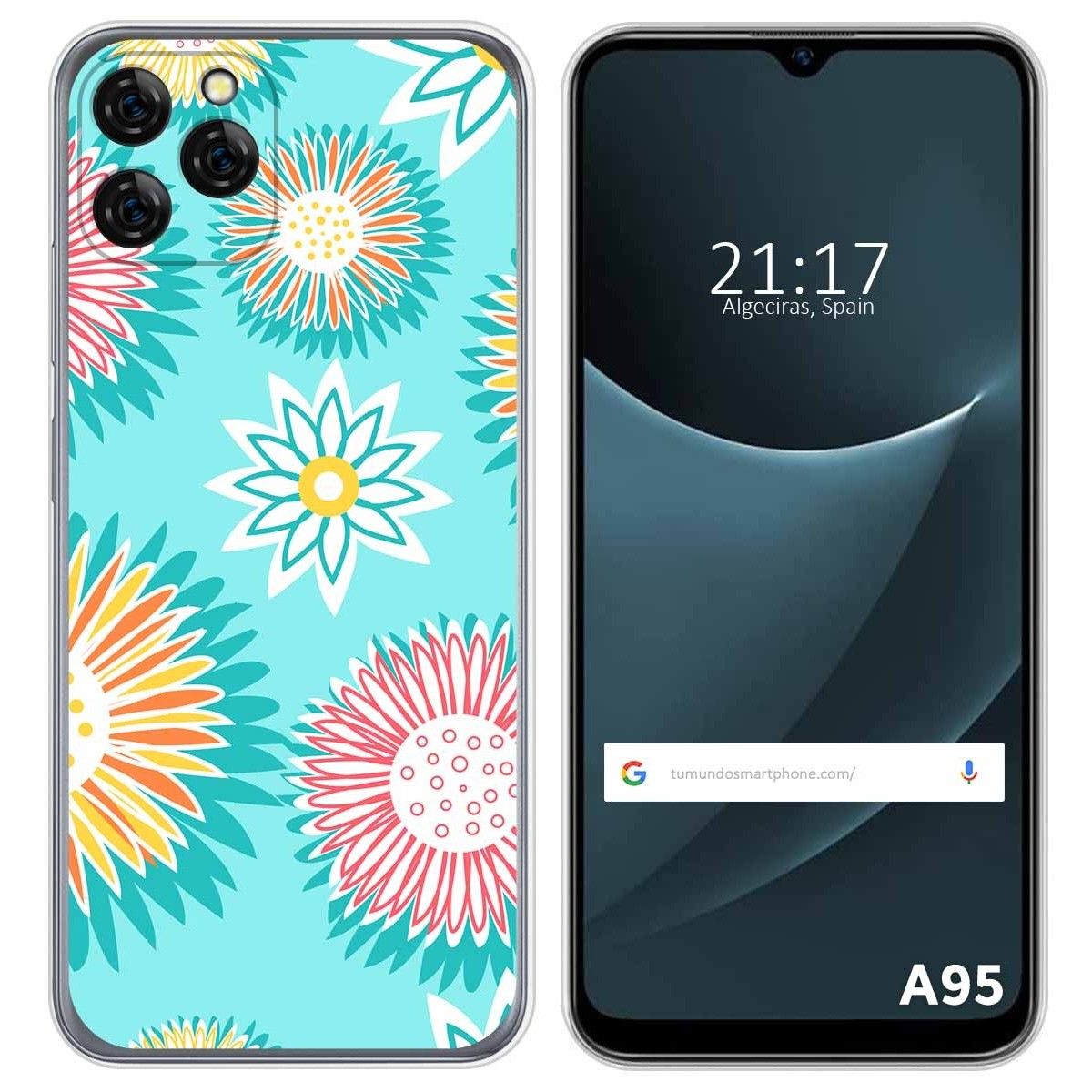 Funda Silicona Transparente para Blackview A95 diseño Flores 05 Dibujos