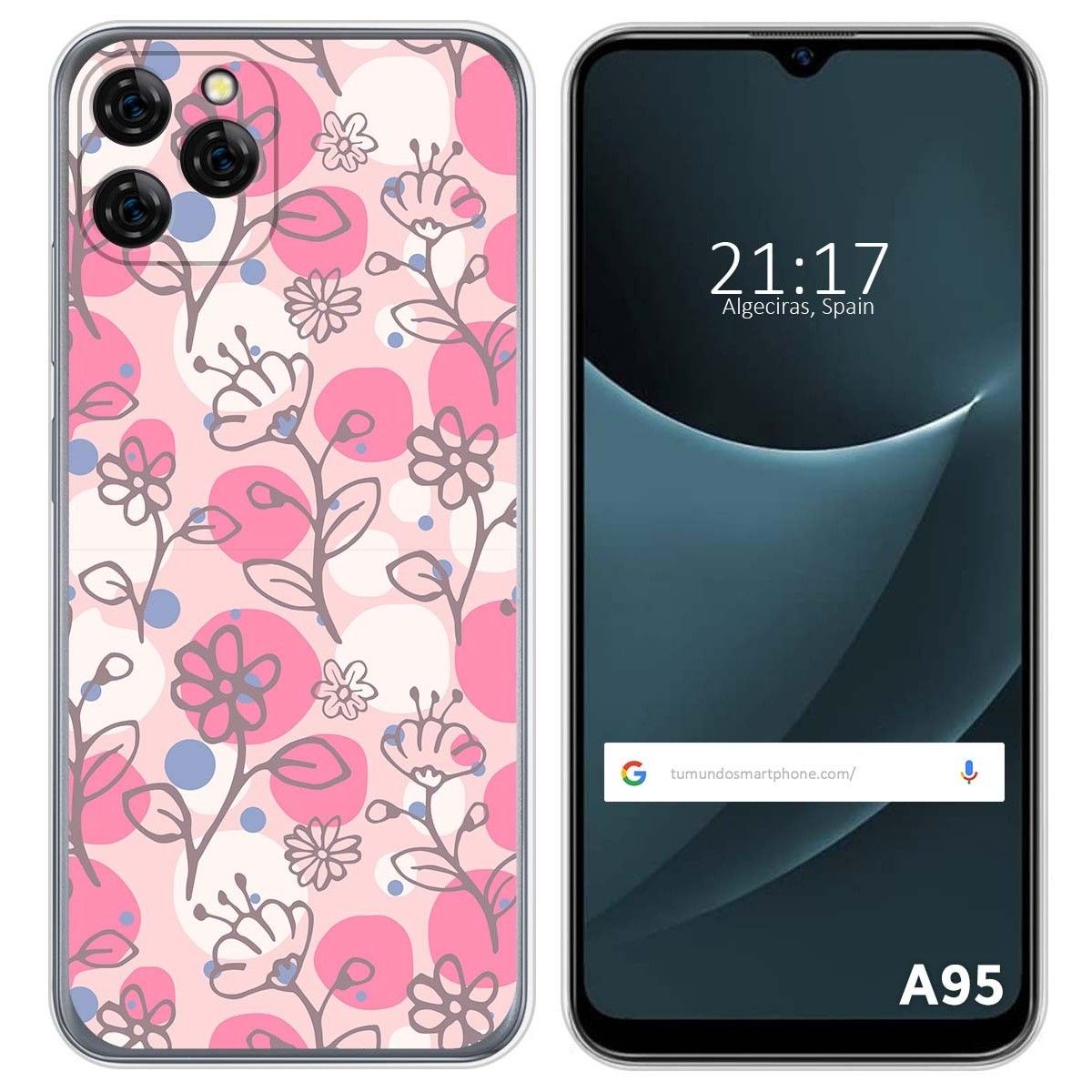 Funda Silicona Transparente para Blackview A95 diseño Flores 07 Dibujos