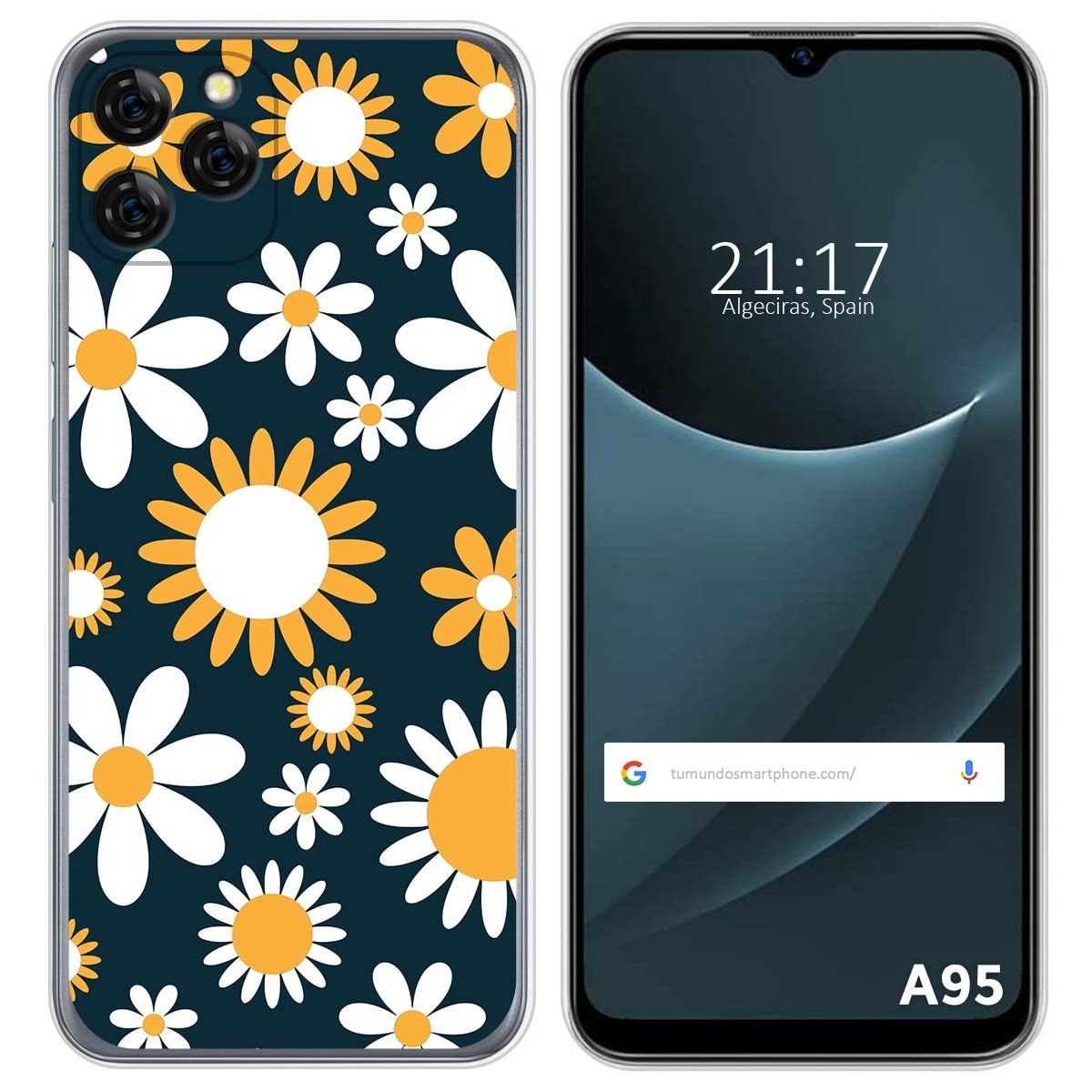 Funda Silicona Transparente para Blackview A95 diseño Flores 08 Dibujos