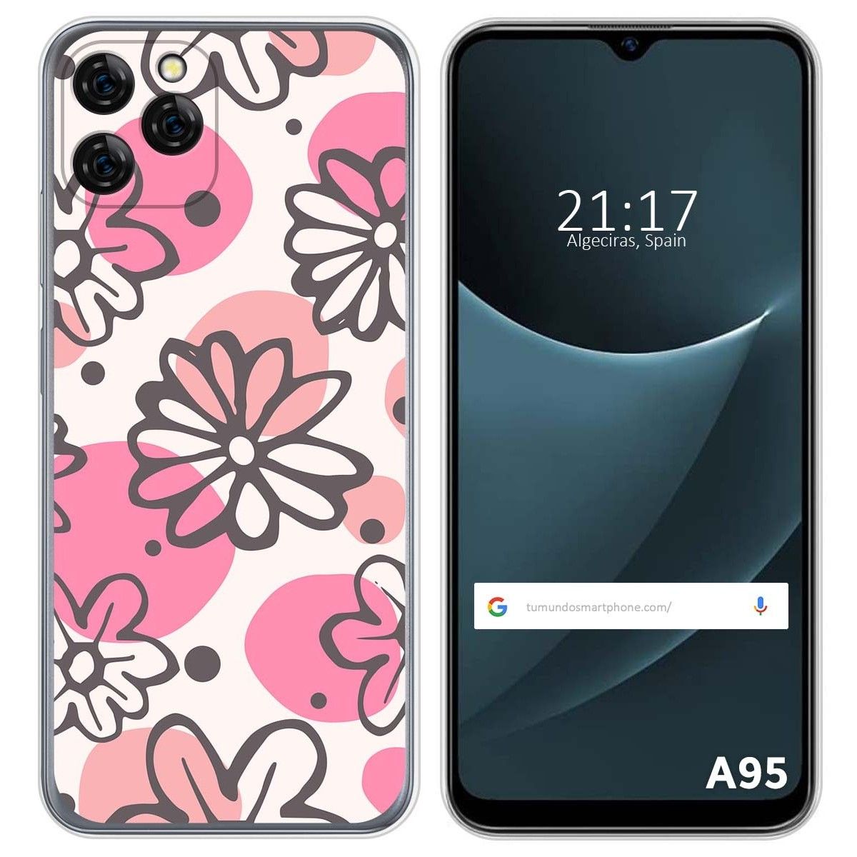 Funda Silicona Transparente para Blackview A95 diseño Flores 09 Dibujos