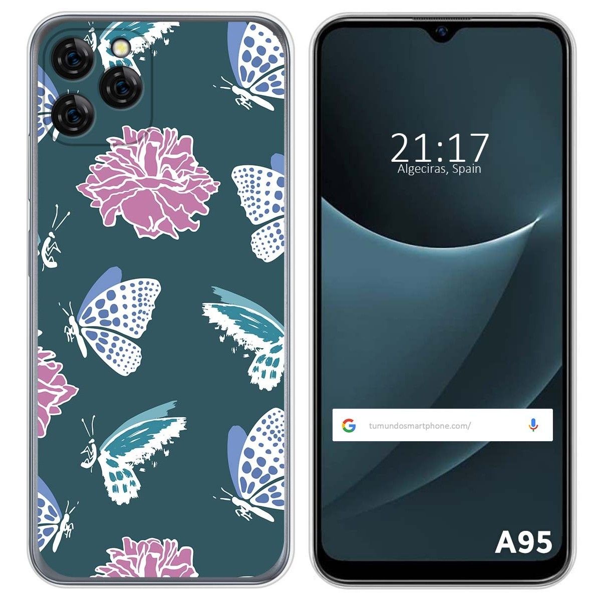 Funda Silicona Transparente para Blackview A95 diseño Flores 10 Dibujos
