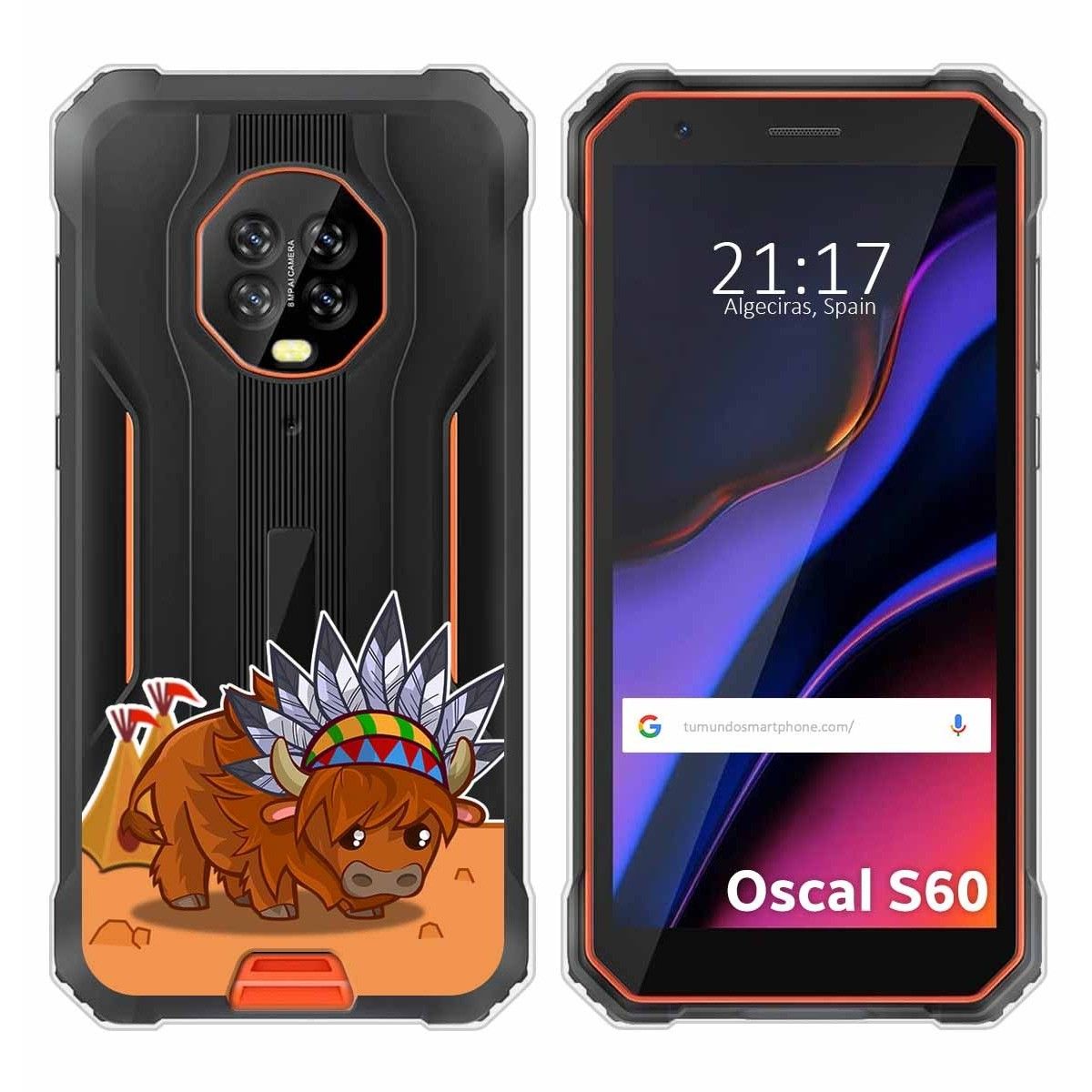 Funda Silicona Transparente para Blackview Oscal S60 / S60 Pro diseño Bufalo Dibujos