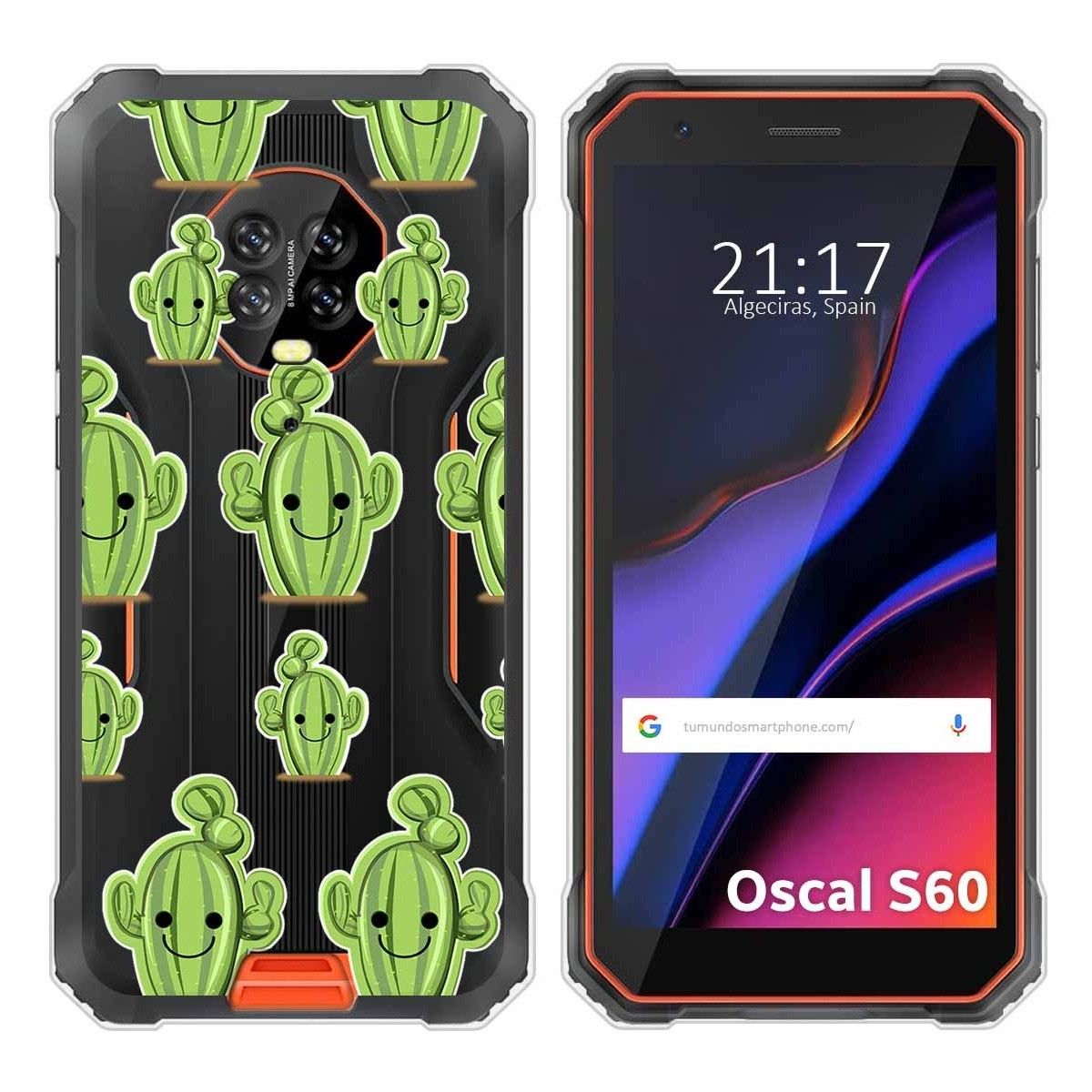 Funda Silicona Transparente para Blackview Oscal S60 / S60 Pro diseño Cactus Dibujos