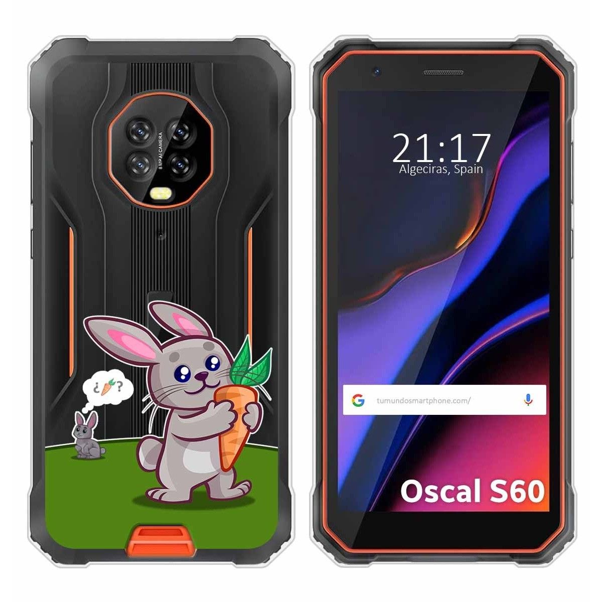Funda Silicona Transparente para Blackview Oscal S60 / S60 Pro diseño Conejo Dibujos