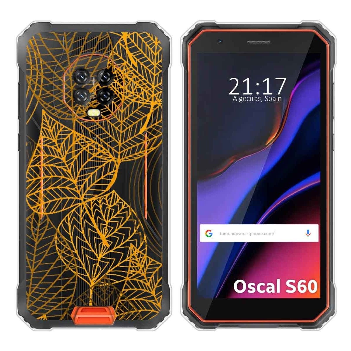 Funda Silicona Transparente para Blackview Oscal S60 / S60 Pro diseño Hojas Dibujos