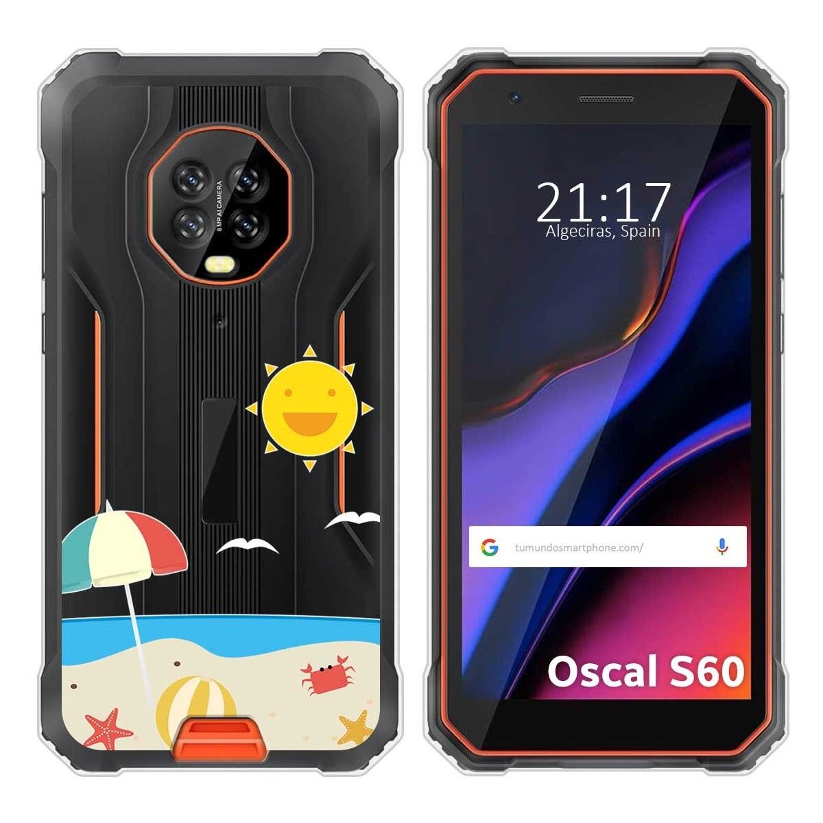 Funda Silicona Transparente para Blackview Oscal S60 / S60 Pro diseño Playa Dibujos