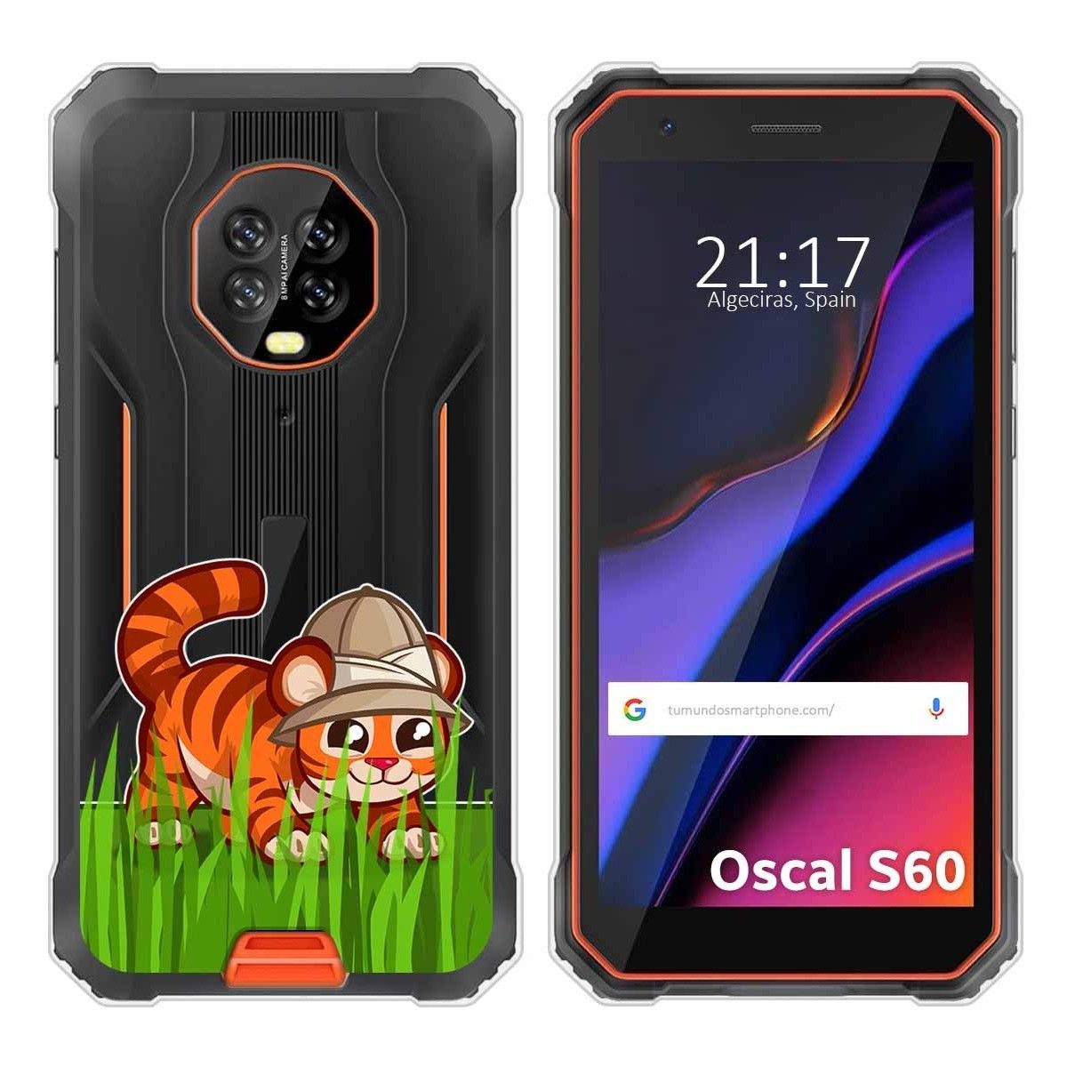 Funda Silicona Transparente para Blackview Oscal S60 / S60 Pro diseño Tigre Dibujos