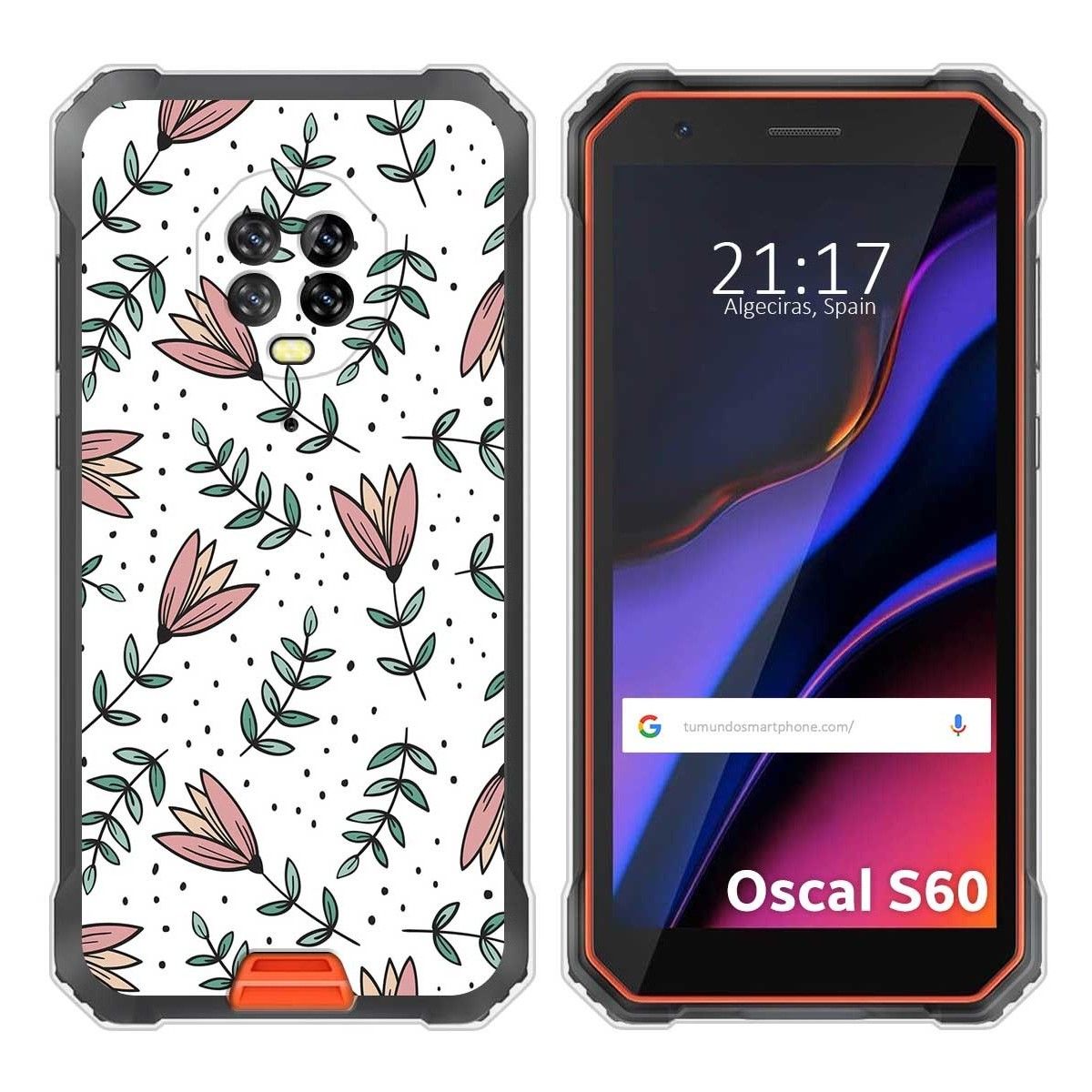 Funda Silicona Transparente para Blackview Oscal S60 / S60 Pro diseño Flores 01 Dibujos