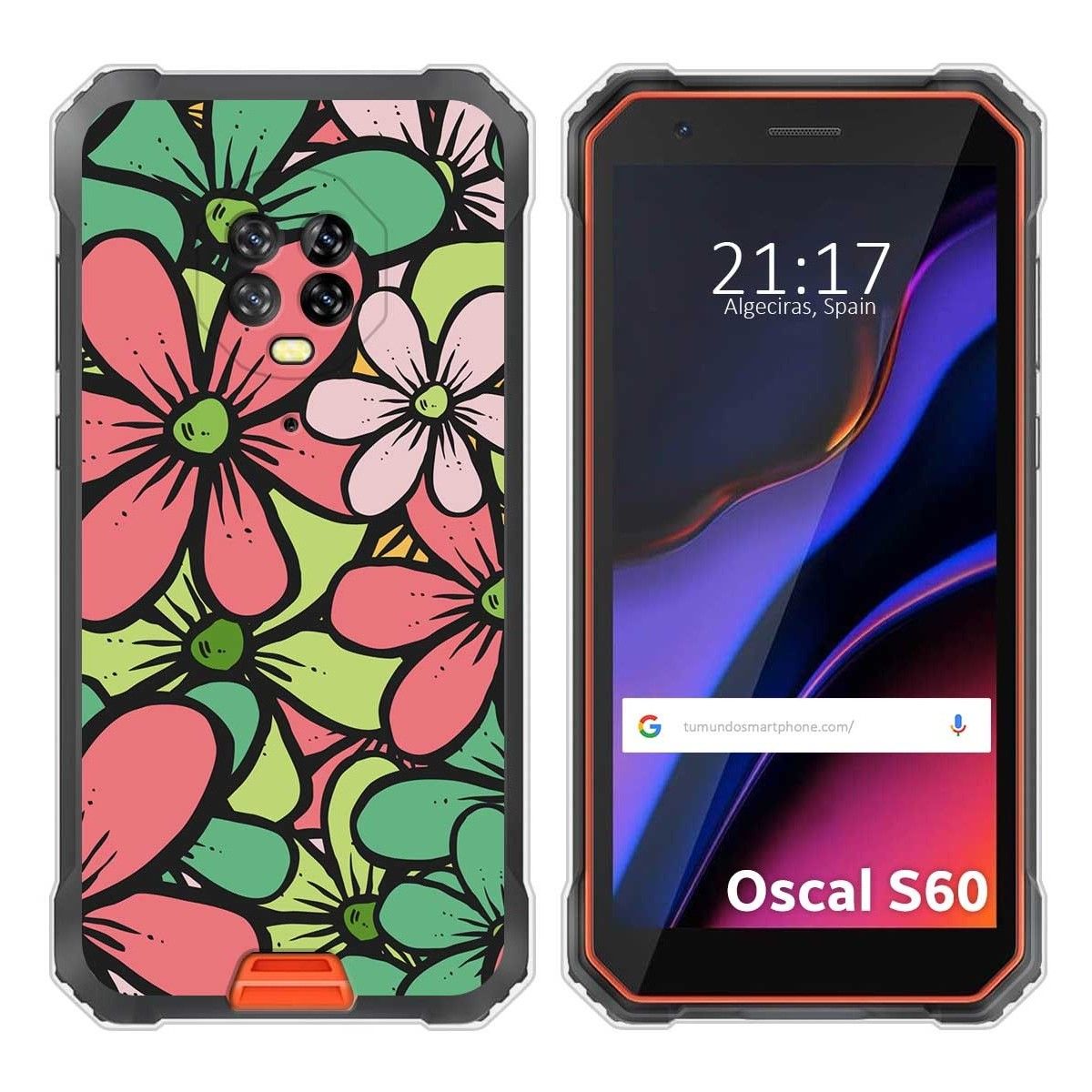 Funda Silicona Transparente para Blackview Oscal S60 / S60 Pro diseño Flores 02 Dibujos