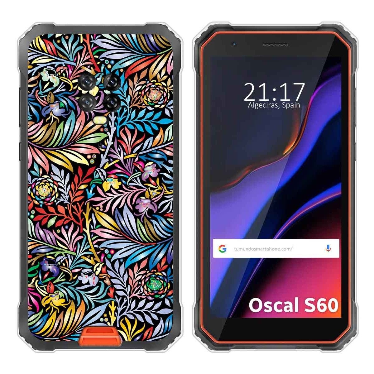 Funda Silicona Transparente para Blackview Oscal S60 / S60 Pro diseño Flores 04 Dibujos