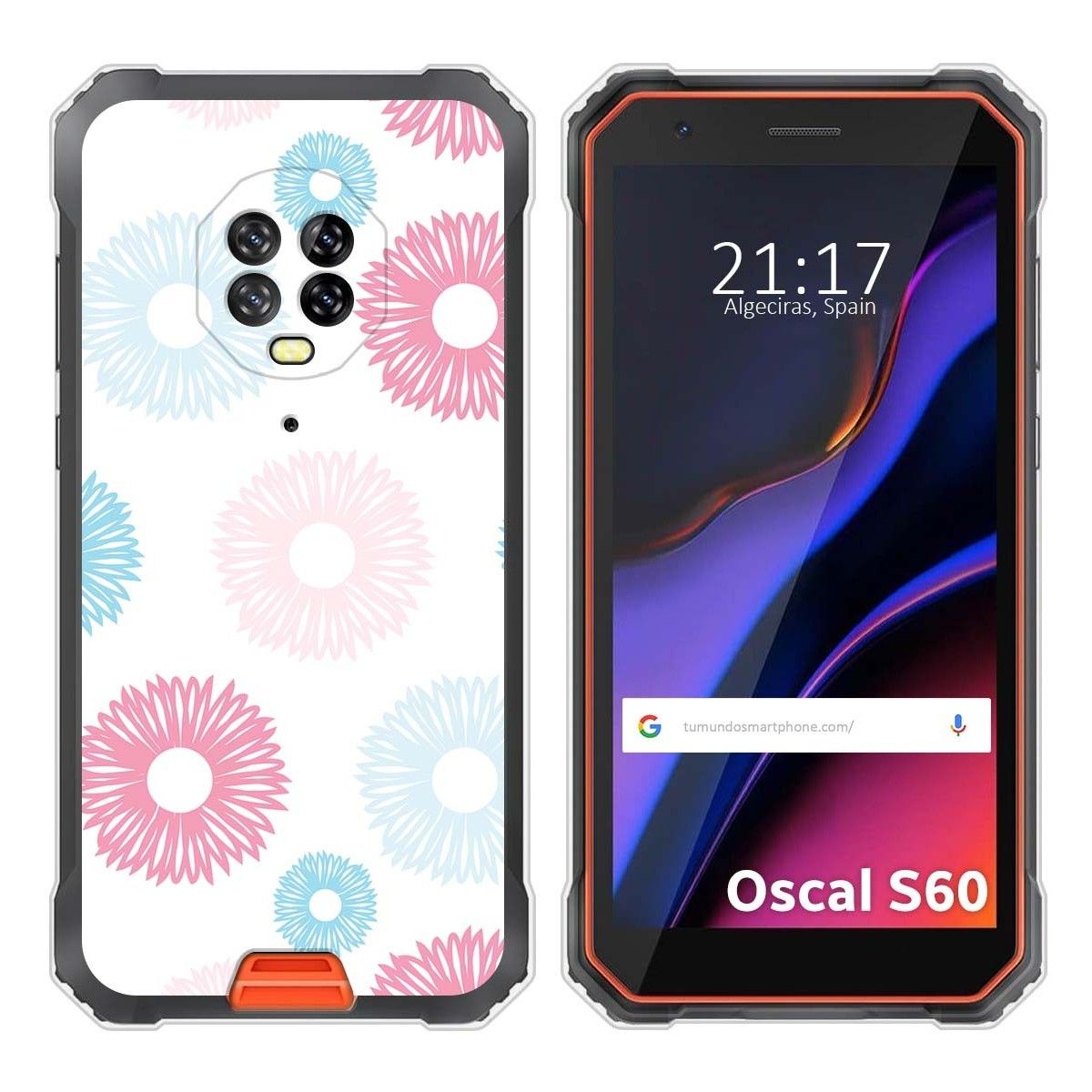 Funda Silicona Transparente para Blackview Oscal S60 / S60 Pro diseño Flores 06 Dibujos