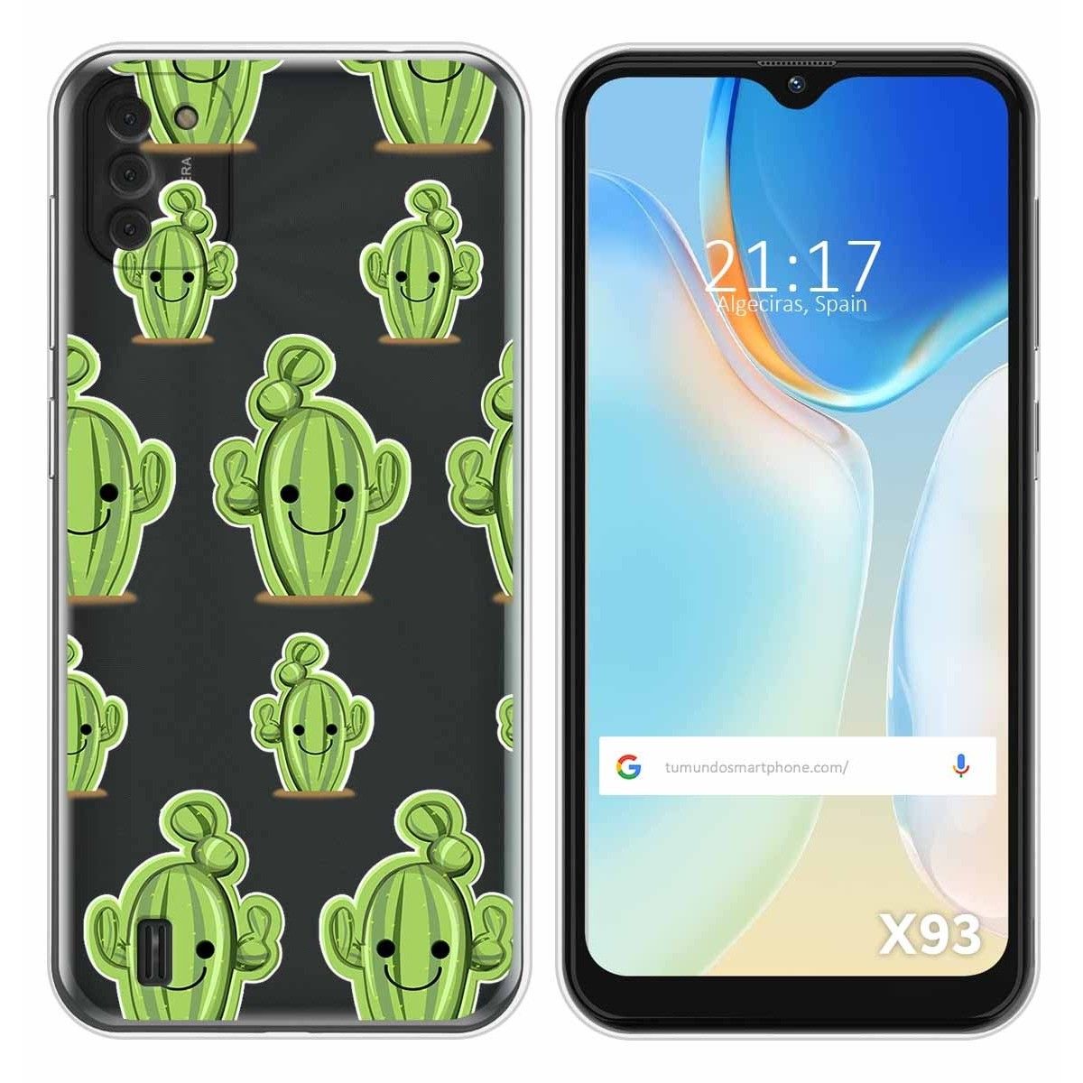 Funda Silicona Transparente para Doogee X93 diseño Cactus Dibujos