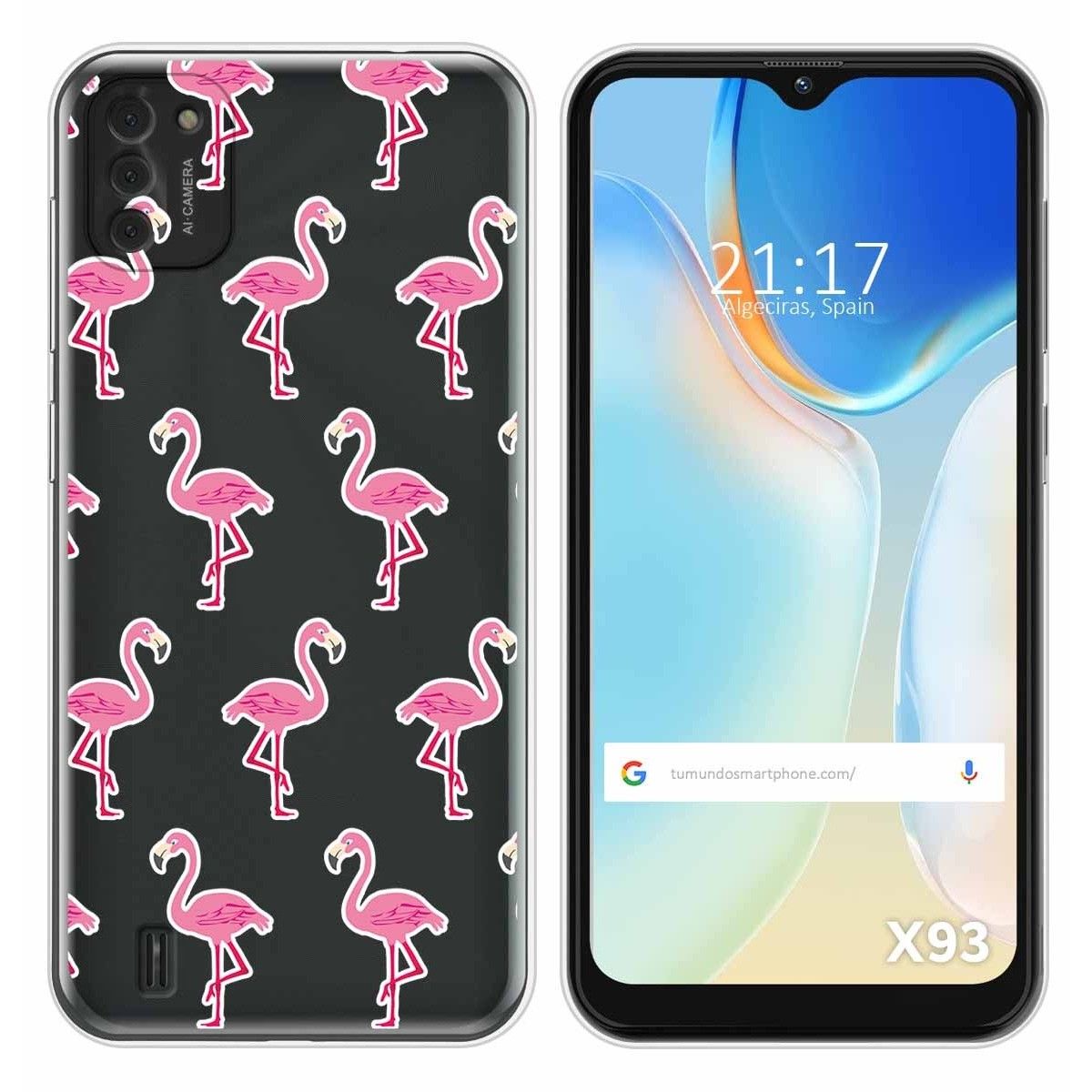 Funda Silicona Transparente para Doogee X93 diseño Flamenco Dibujos