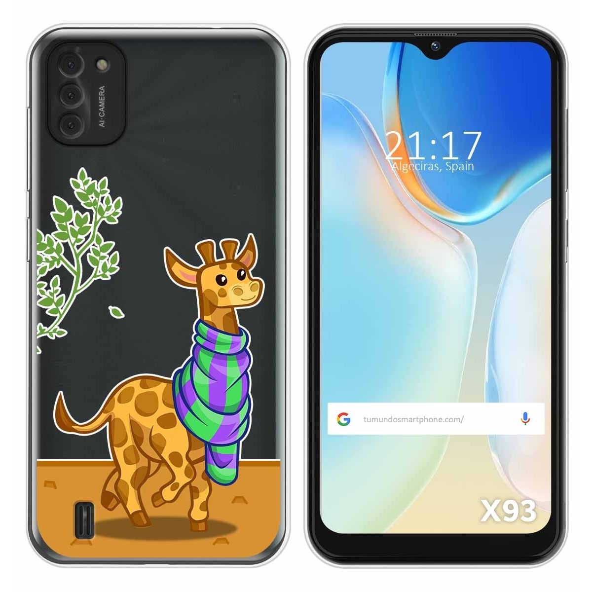 Funda Silicona Transparente para Doogee X93 diseño Jirafa Dibujos