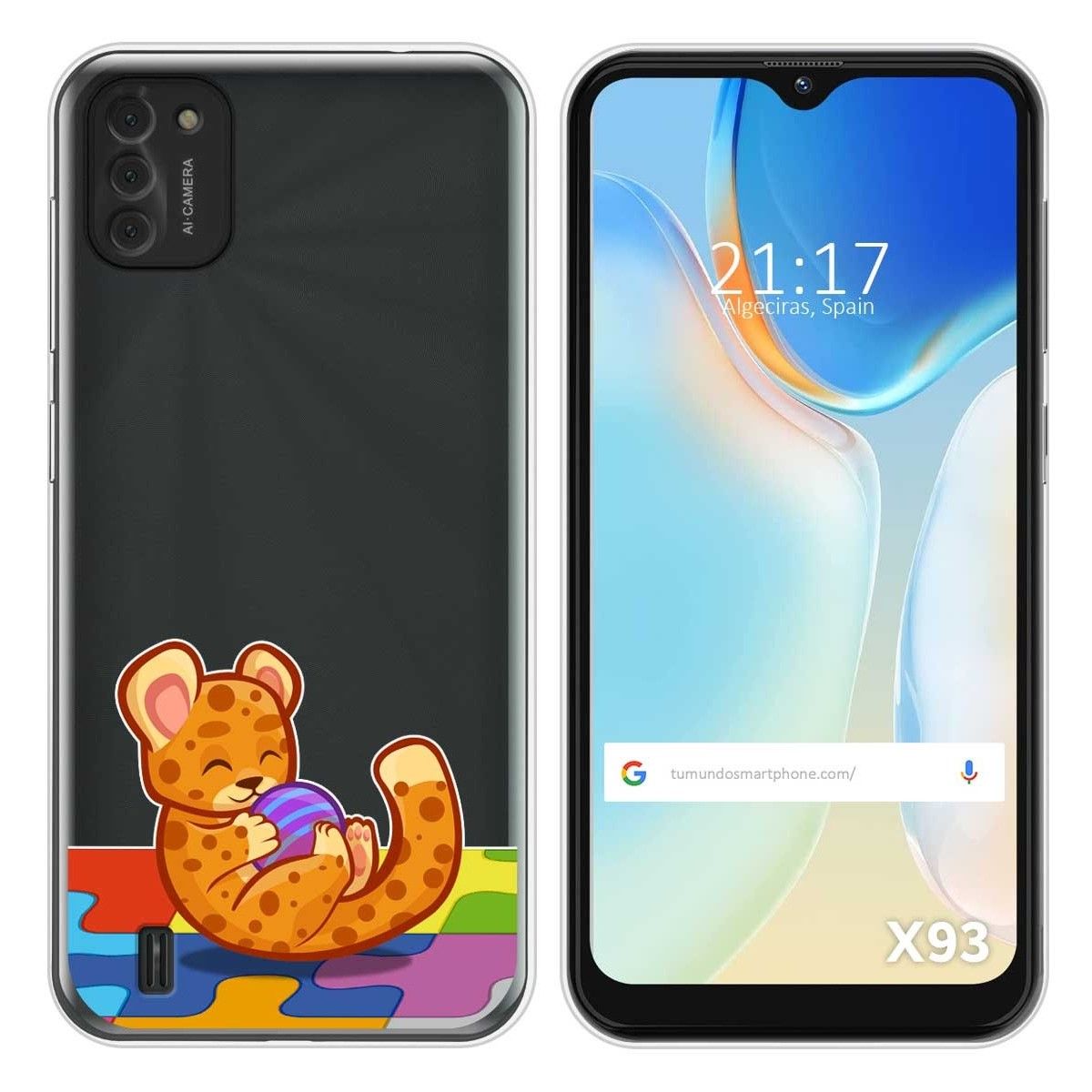 Funda Silicona Transparente para Doogee X93 diseño Leopardo Dibujos