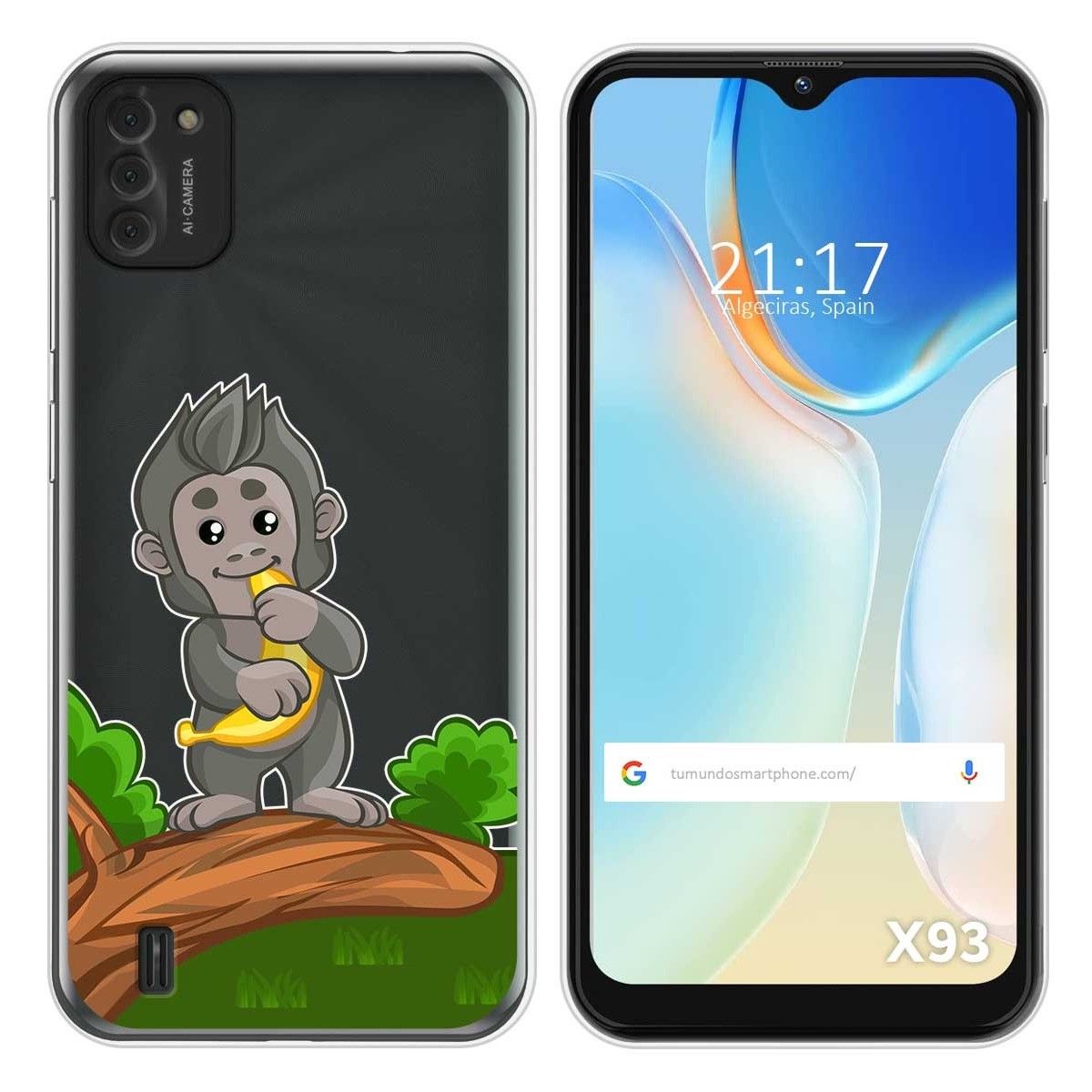 Funda Silicona Transparente para Doogee X93 diseño Mono Dibujos