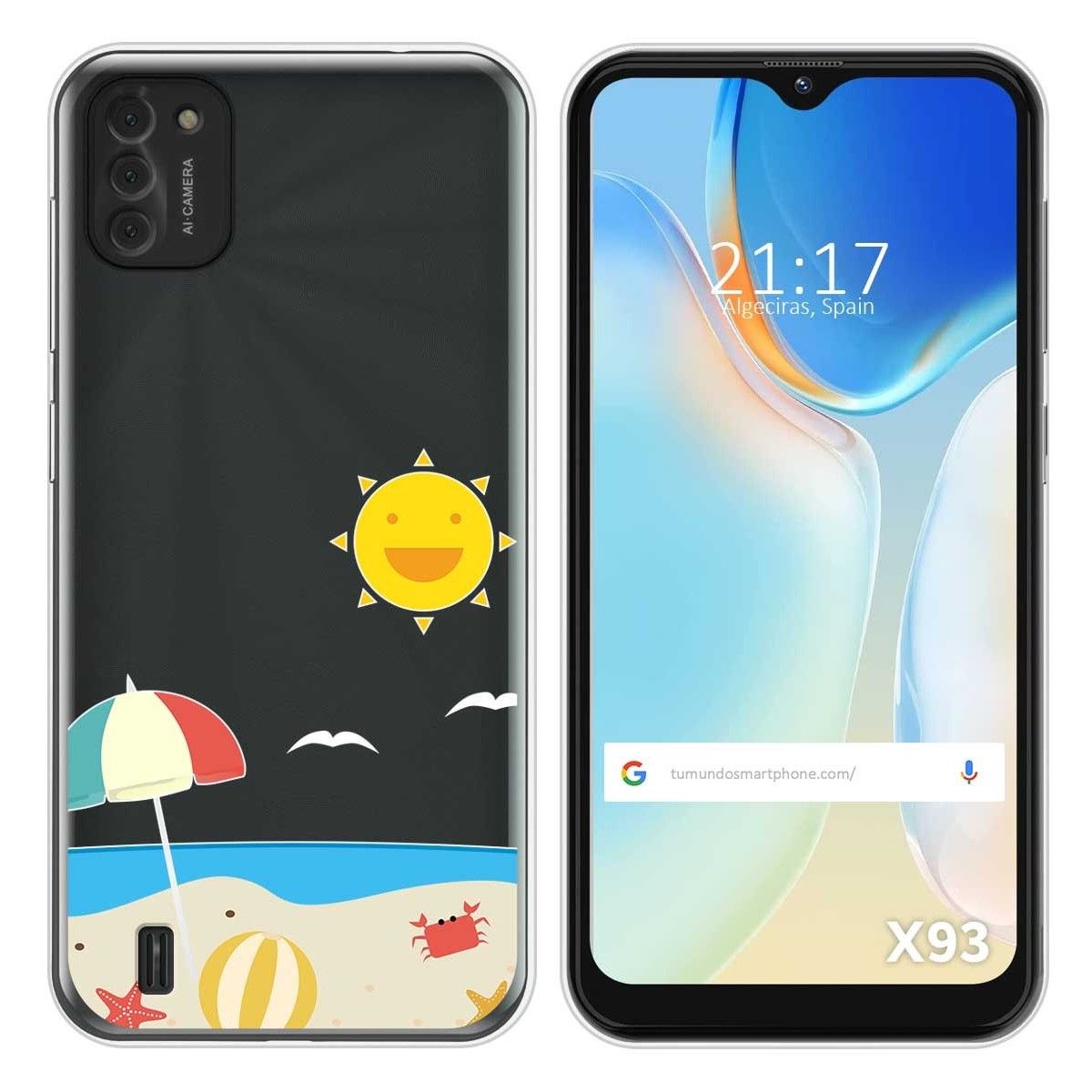 Funda Silicona Transparente para Doogee X93 diseño Playa Dibujos