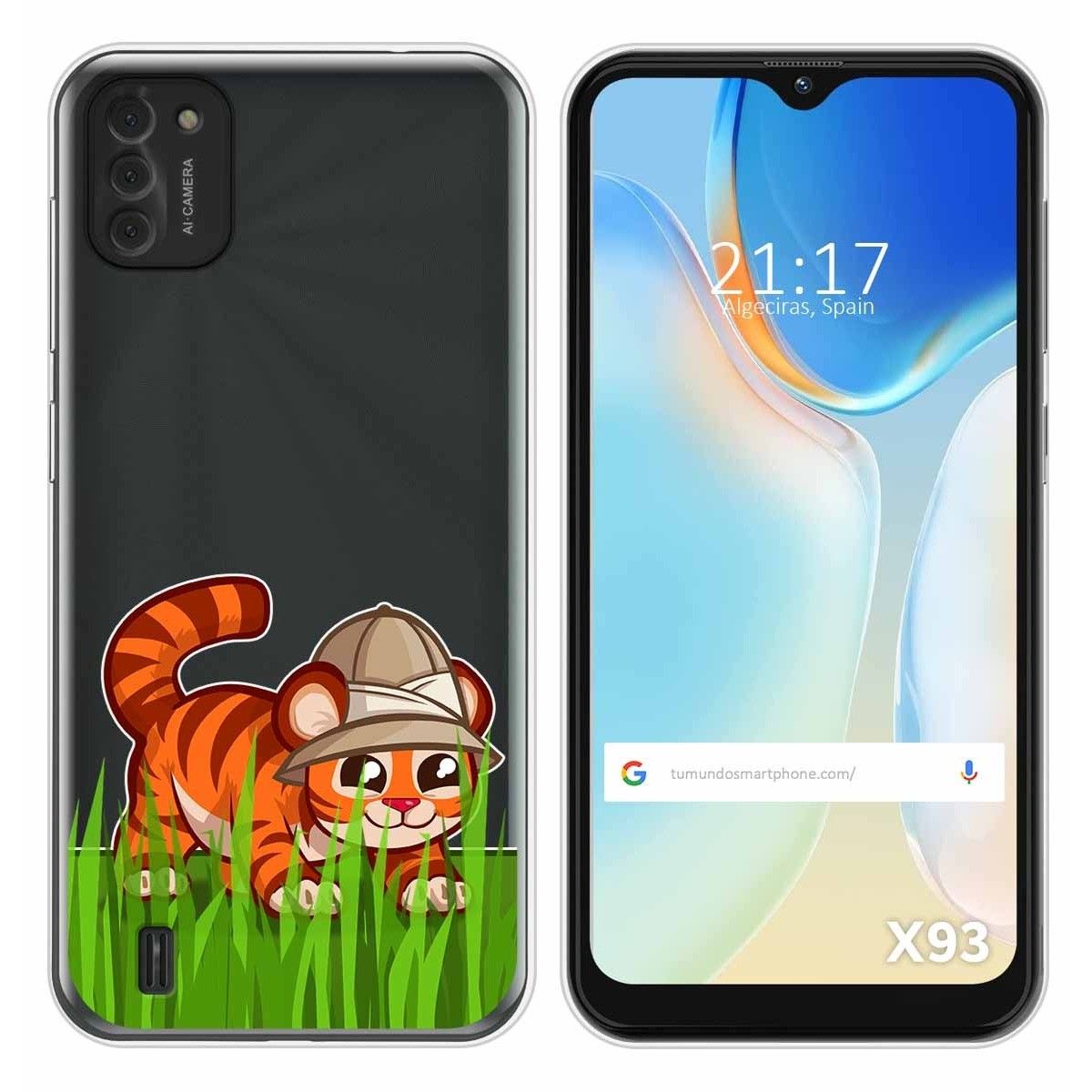 Funda Silicona Transparente para Doogee X93 diseño Tigre Dibujos