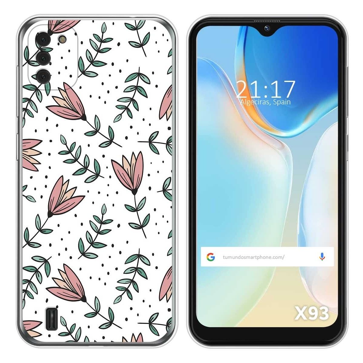 Funda Silicona Transparente para Doogee X93 diseño Flores 01 Dibujos