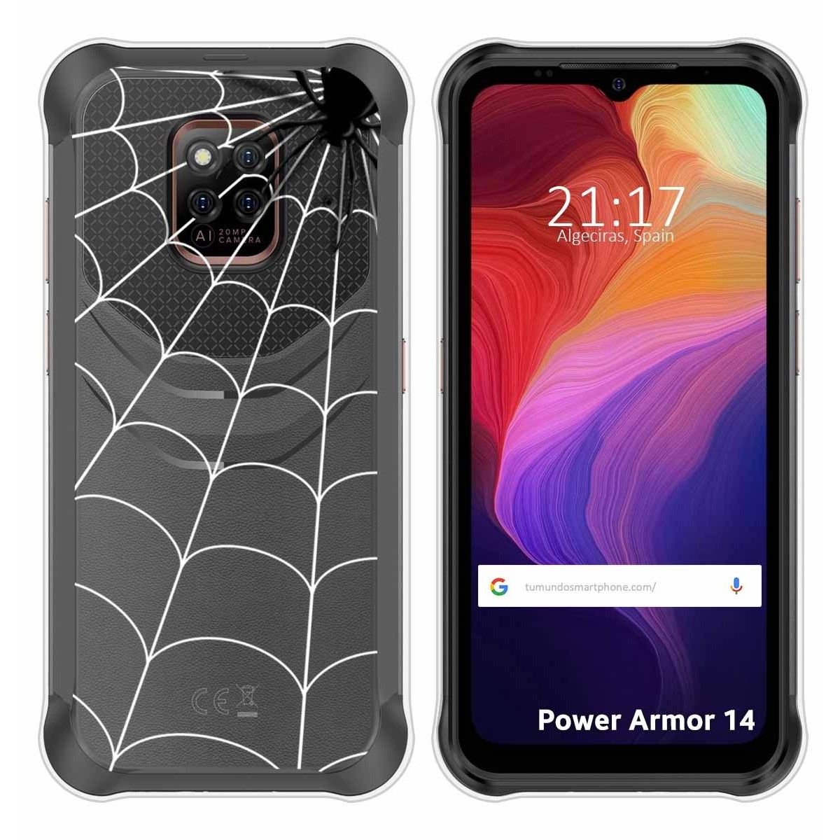 Funda Silicona Transparente para Ulefone Power Armor 14 / 14 Pro diseño Araña Dibujos