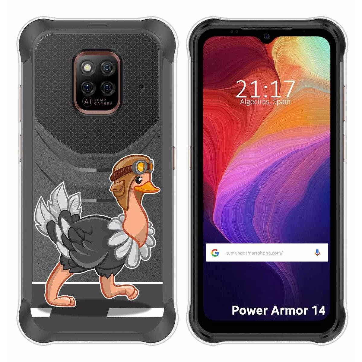Funda Silicona Transparente para Ulefone Power Armor 14 / 14 Pro diseño Avestruz Dibujos