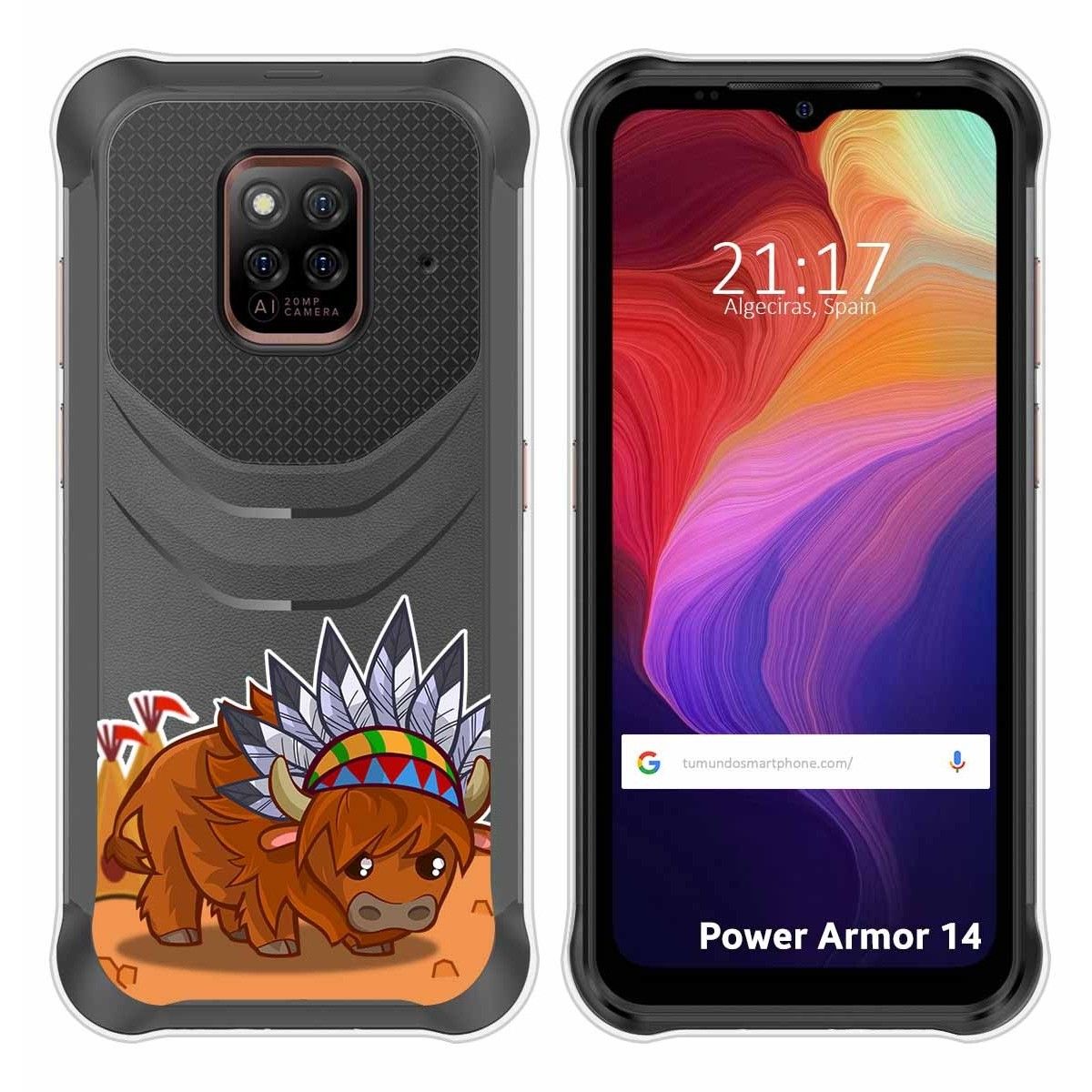 Funda Silicona Transparente para Ulefone Power Armor 14 / 14 Pro diseño Bufalo Dibujos