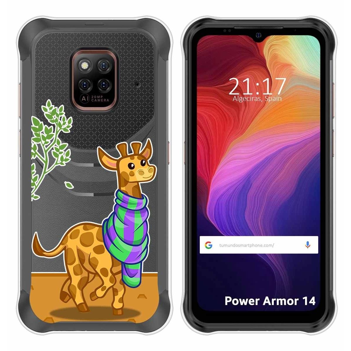 Funda Silicona Transparente para Ulefone Power Armor 14 / 14 Pro diseño Jirafa Dibujos